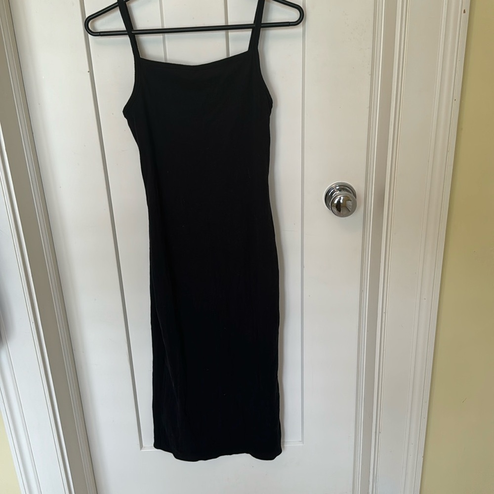 Black Body Con Ribbed Midi Dress